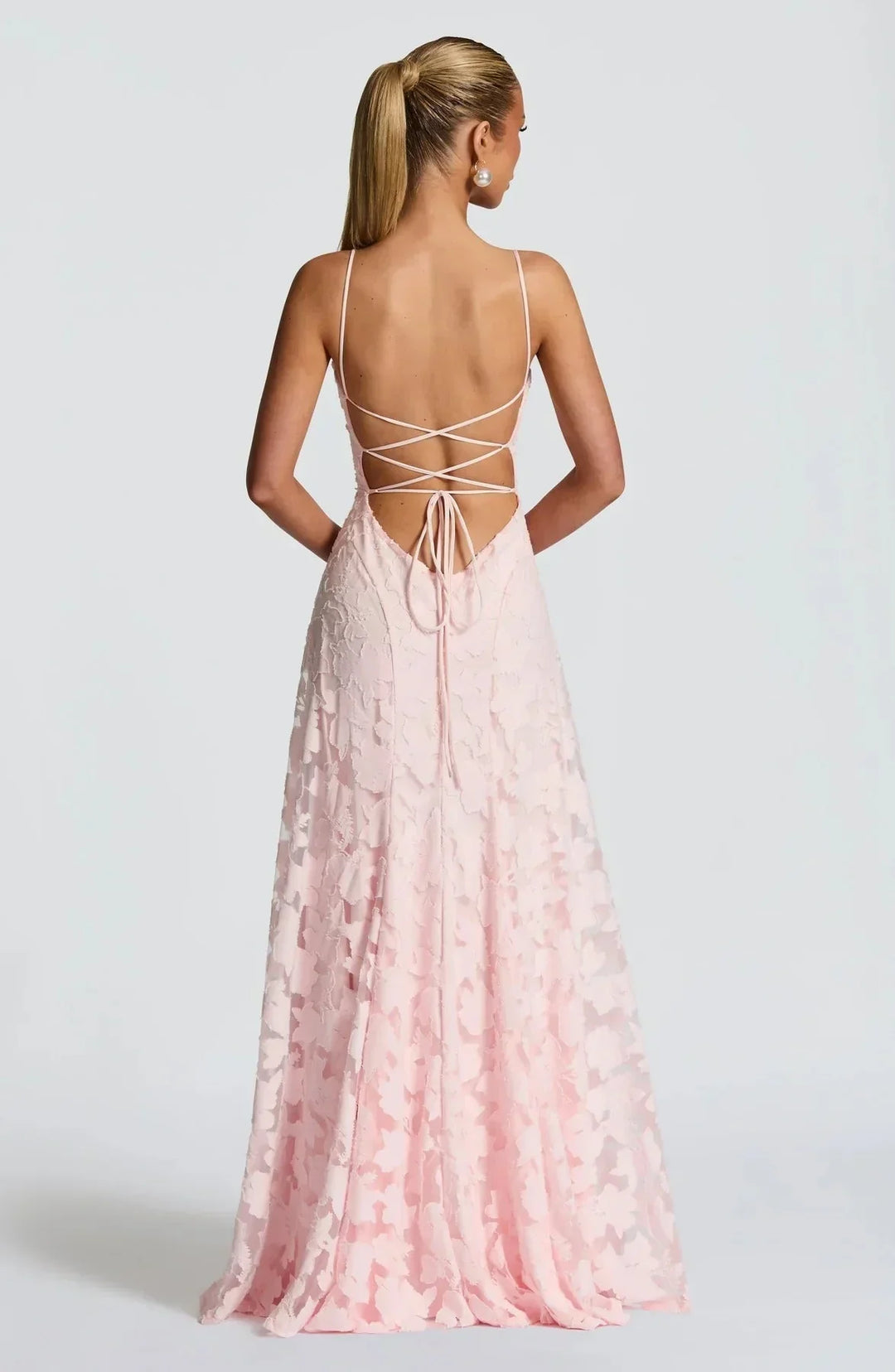 Women's Wedding Guest Floral Maxi Dress with Strapless Bustier and Lace Up Back