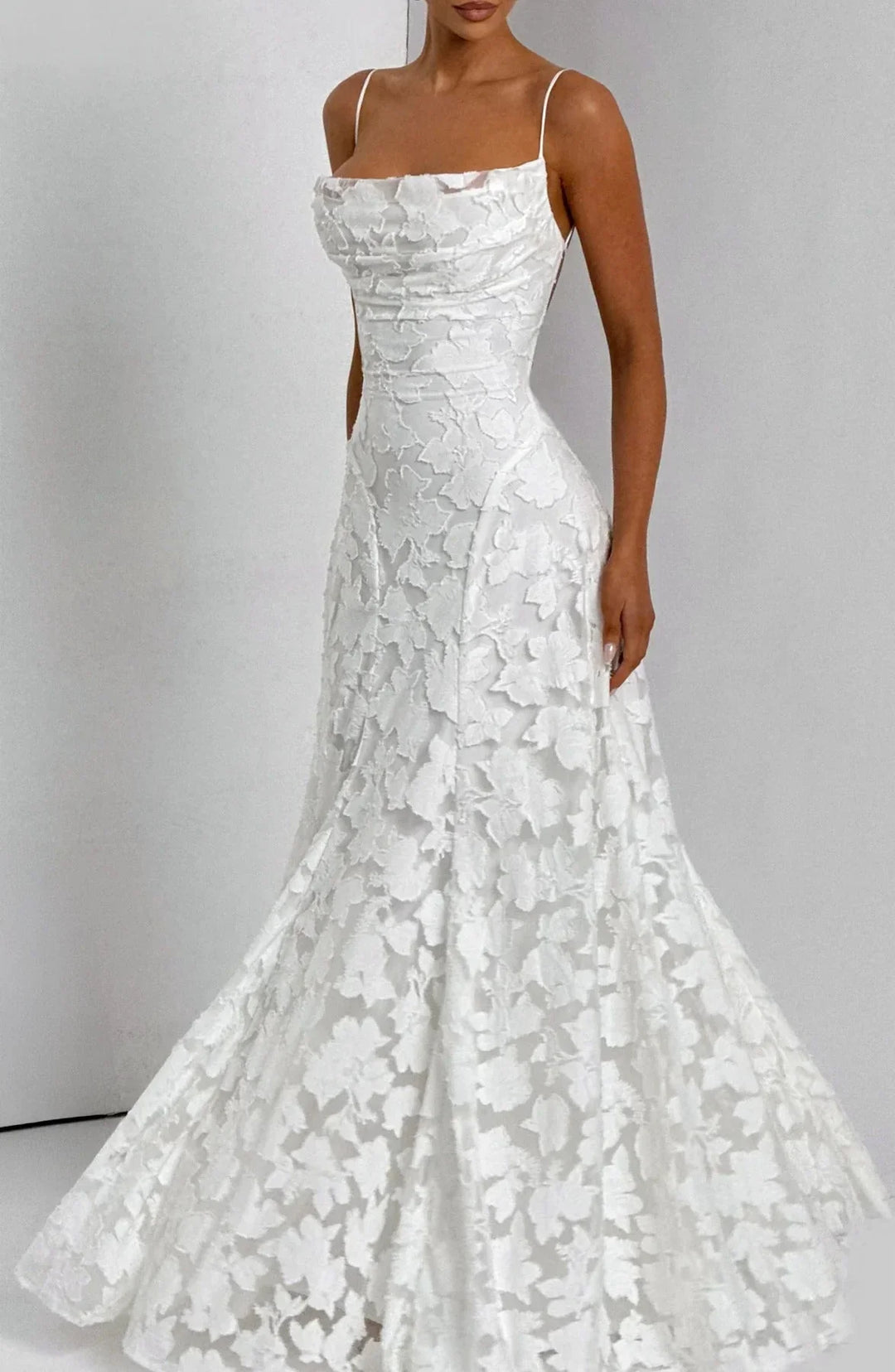 Women's Wedding Guest Floral Maxi Dress with Strapless Bustier and Lace Up Back