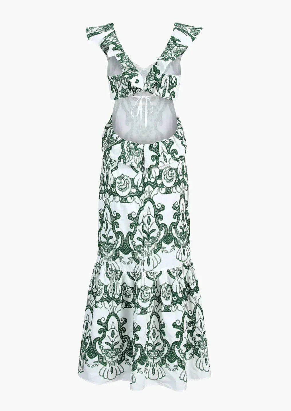 Women's Wedding Guest Maxi Dress with Floral Print and Open Back