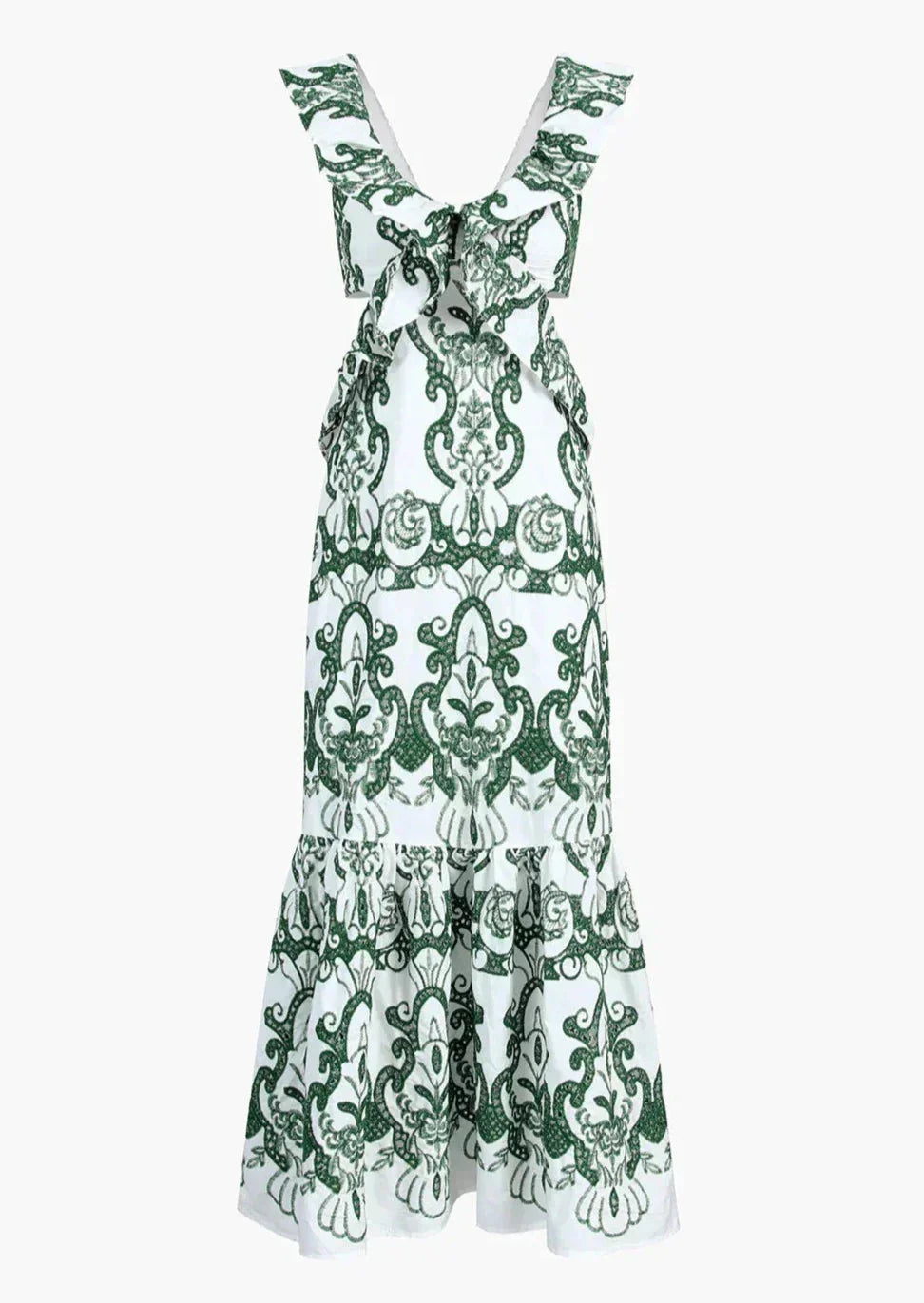 Women's Wedding Guest Maxi Dress with Floral Print and Open Back