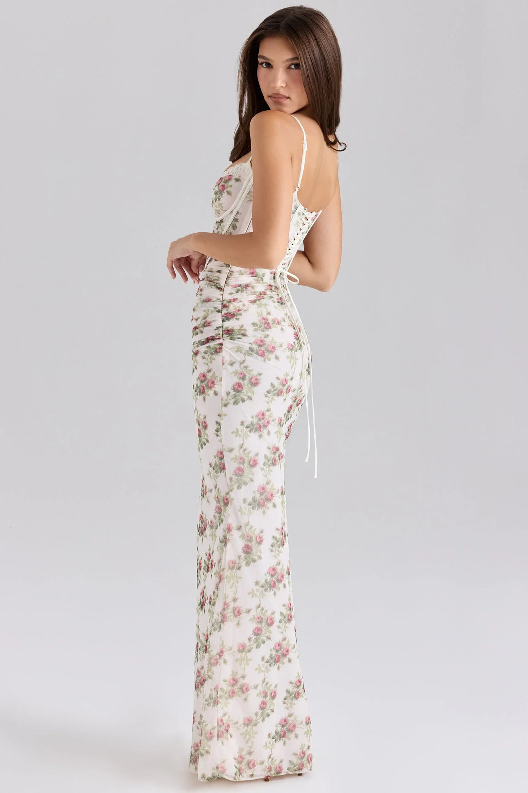 Women's Wedding Guest Maxi Dress with Sweetheart Neckline and Floral Print