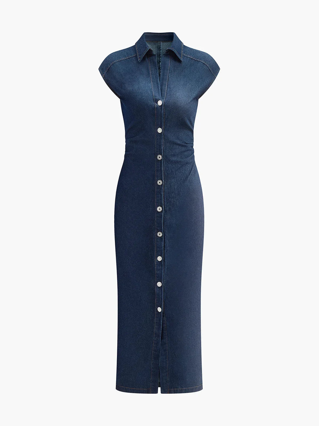 Women's Shirt Midi Dress with Button Front and Side Split