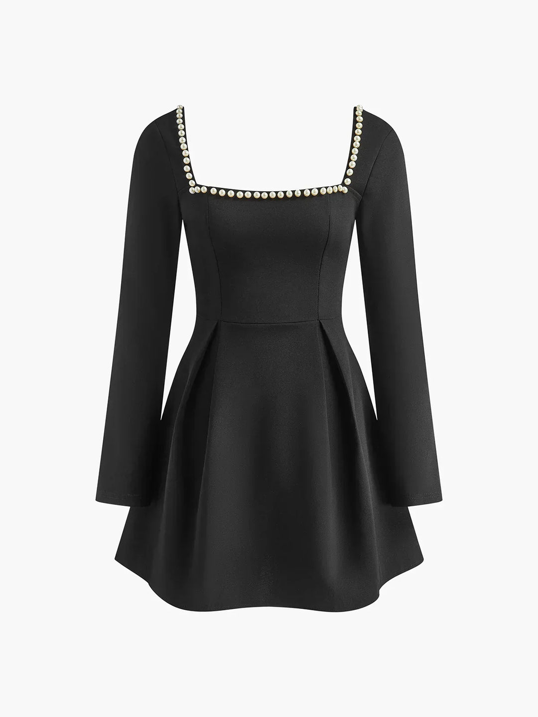 Women's Party Mini Dress with Square Neckline and Embellished Detail