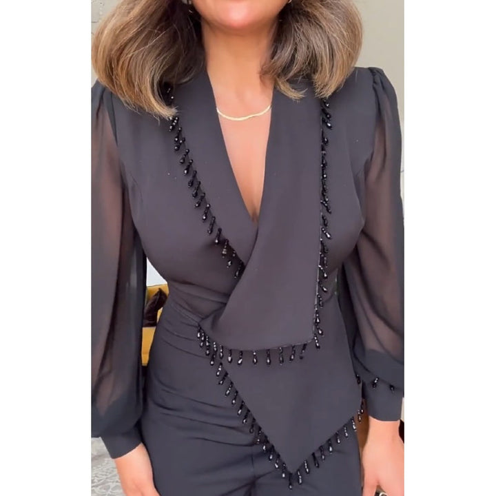 Women's Blazer Co-Ord Set with Tailored Jacket and Wide Leg Trousers
