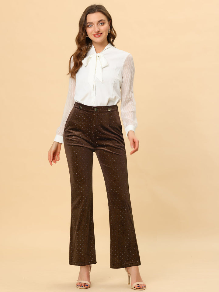Women's High Waist Trousers with Cropped Leg and Button Detail