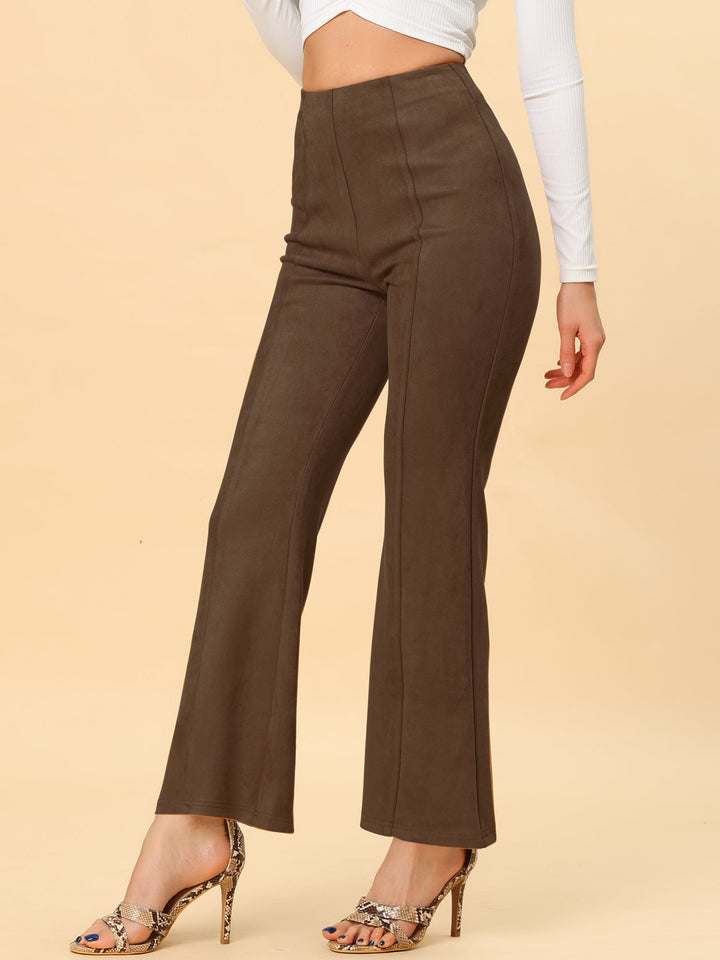 Women's High Waist Trousers with Flared Leg and Side Split