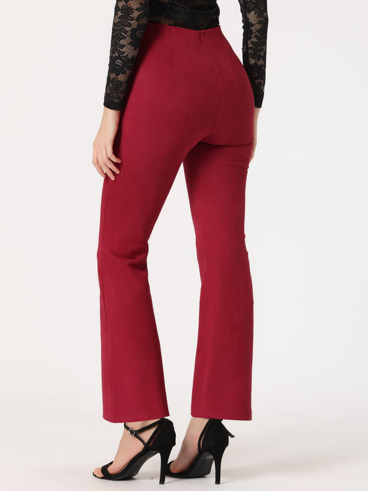 Women's High Waist Trousers with Flared Leg and Side Split