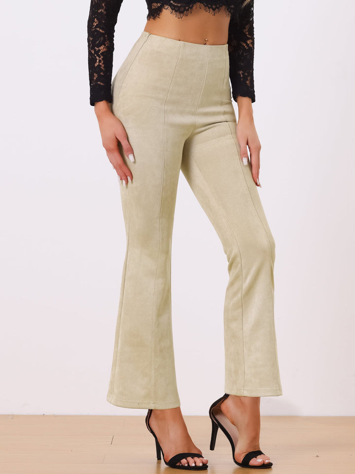 Women's High Waist Trousers with Flared Leg and Side Split
