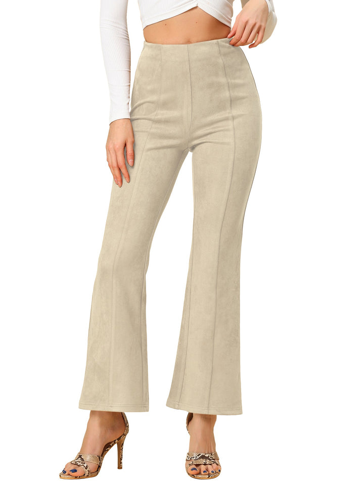 Women's High Waist Trousers with Flared Leg and Side Split