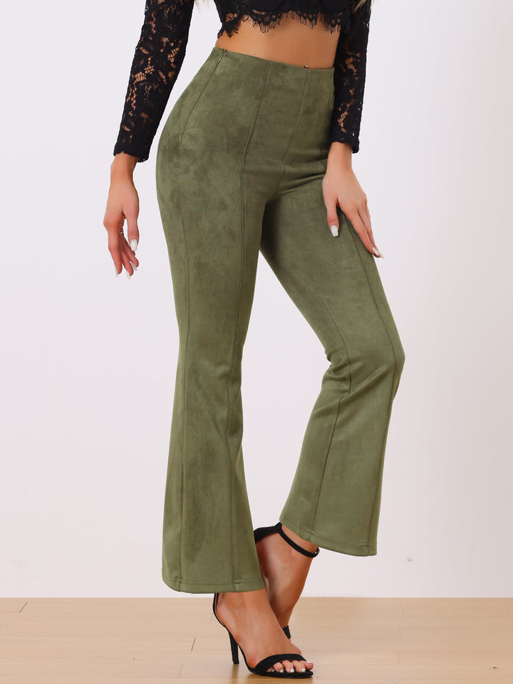 Women's High Waist Trousers with Flared Leg and Side Split