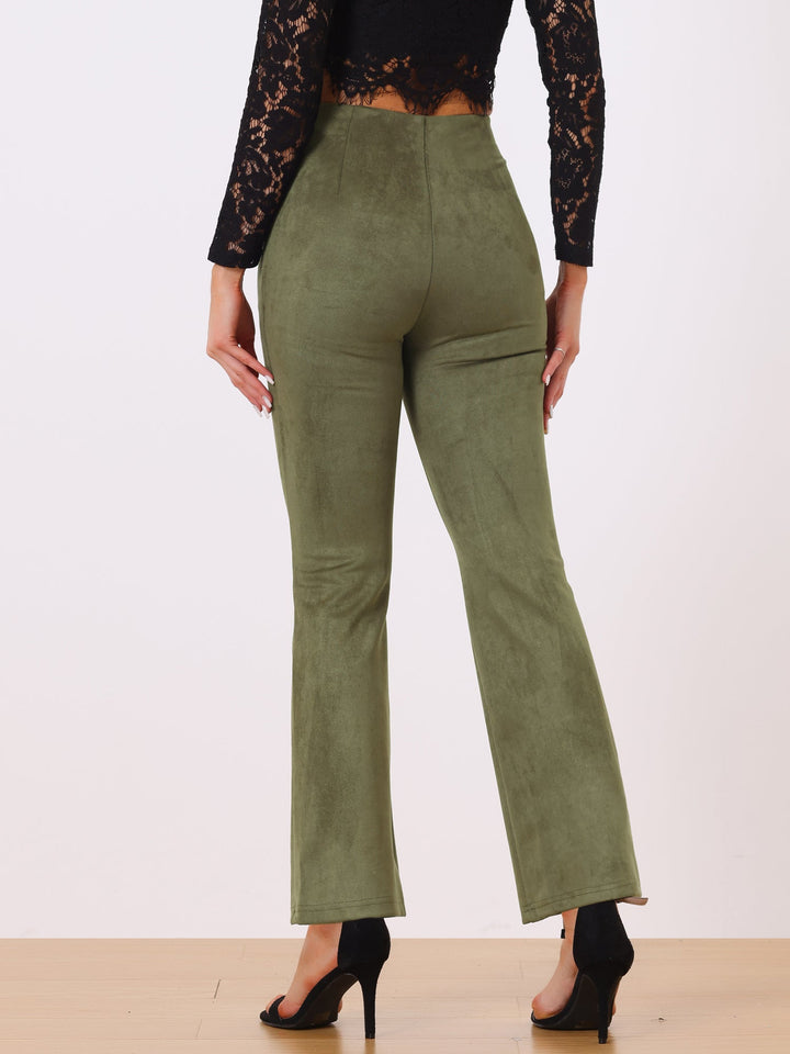 Women's High Waist Trousers with Flared Leg and Side Split