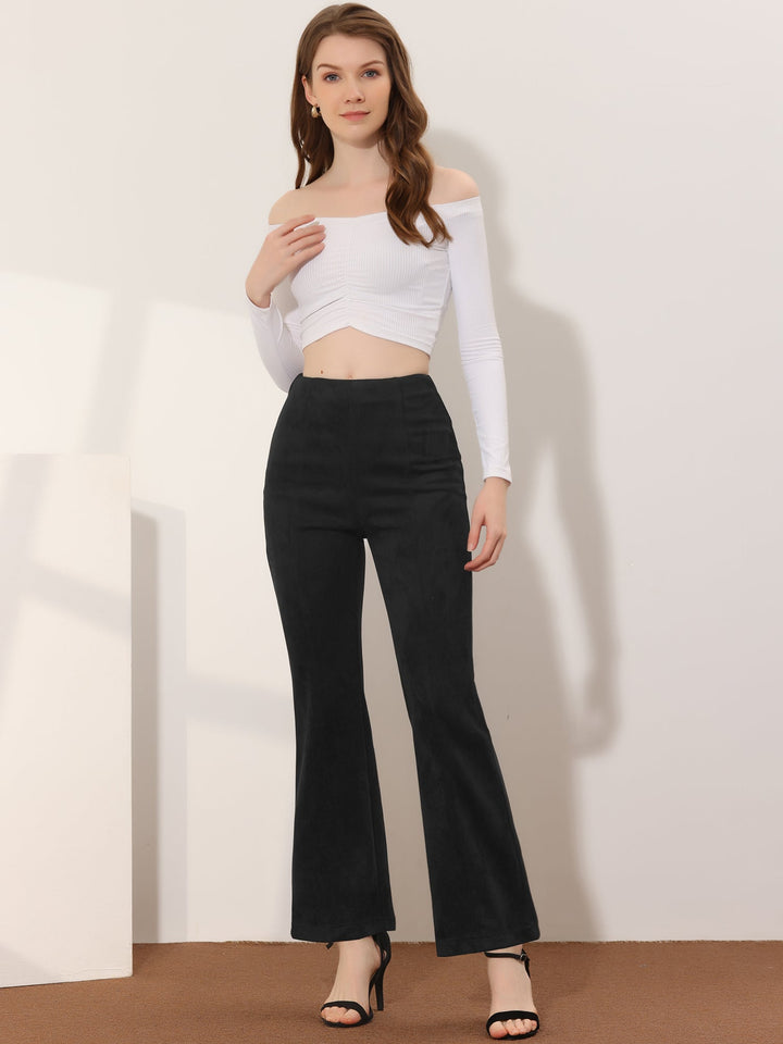 Women's High Waist Trousers with Flared Leg and Side Split