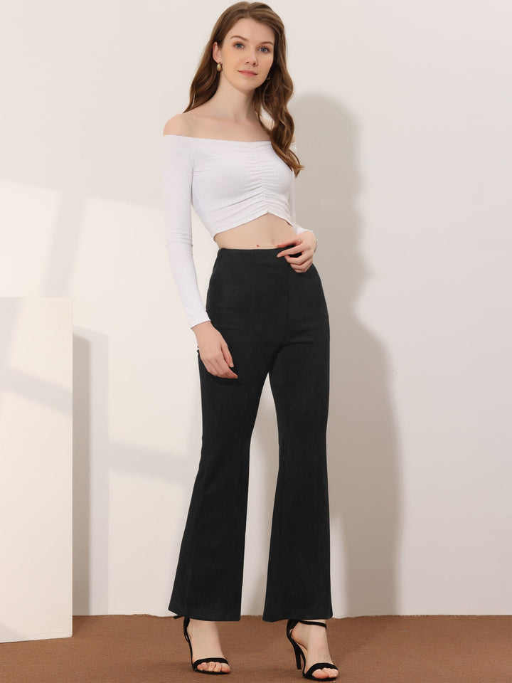 Women's High Waist Trousers with Flared Leg and Side Split