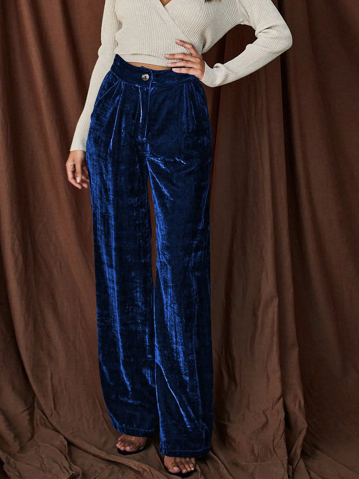 Women's Wide Leg Trousers with High Waist and Side Split