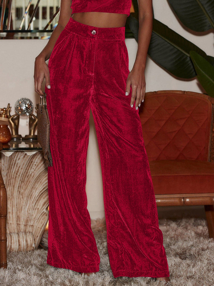 Women's Wide Leg Trousers with High Waist and Side Split