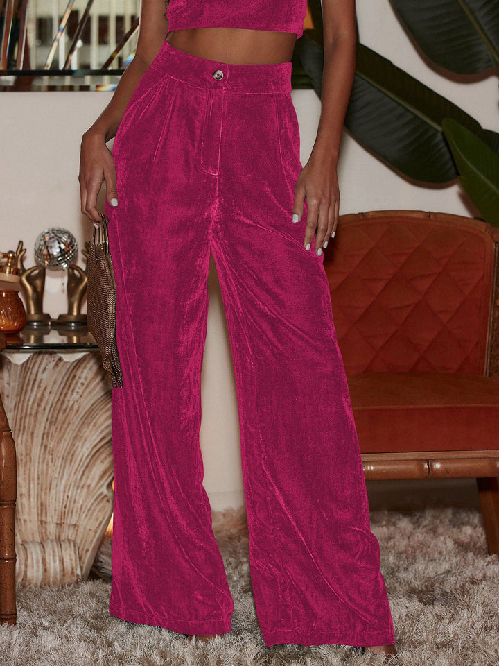 Women's Wide Leg Trousers with High Waist and Side Split