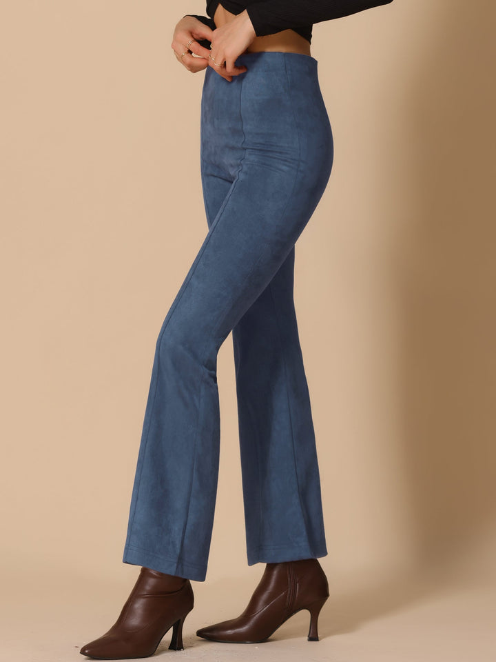 Women's High Waist Trousers with Flared Leg and Side Split