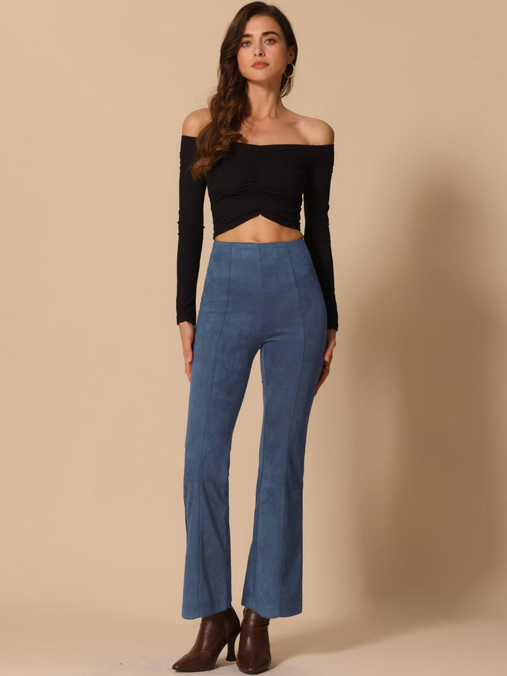 Women's High Waist Trousers with Flared Leg and Side Split