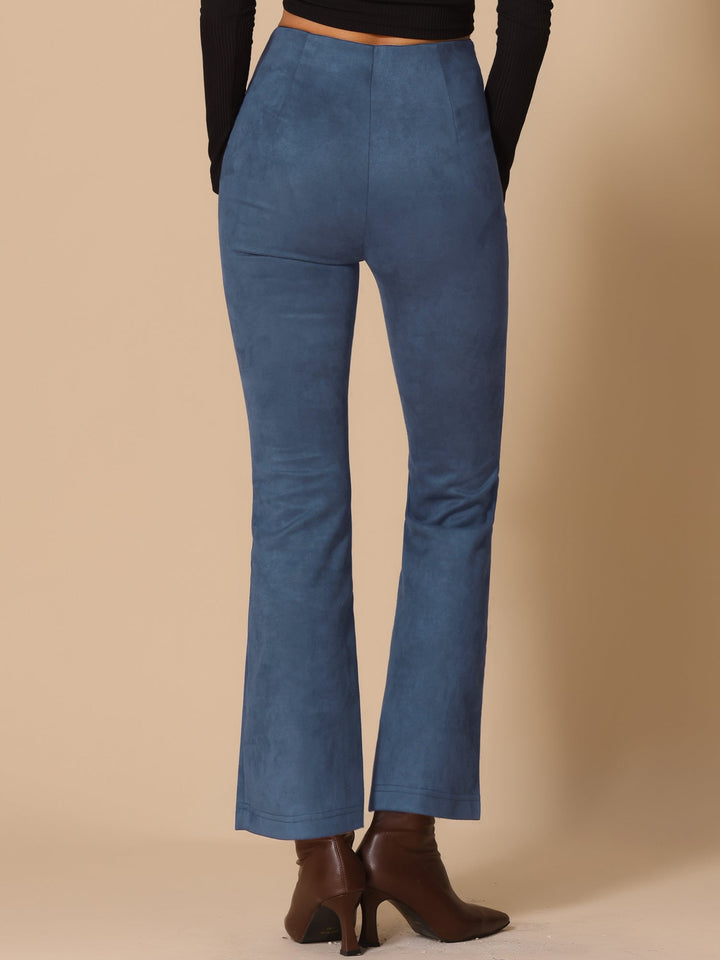 Women's High Waist Trousers with Flared Leg and Side Split