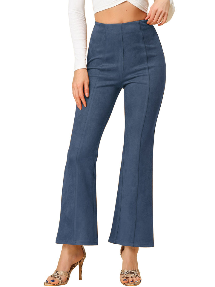 Women's High Waist Trousers with Flared Leg and Side Split