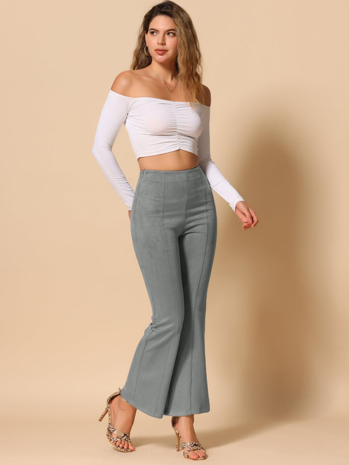 Women's High Waist Trousers with Flared Leg and Side Split