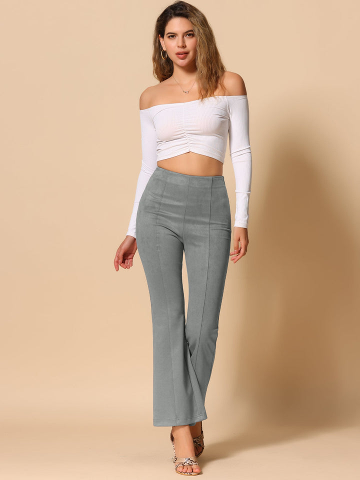 Women's High Waist Trousers with Flared Leg and Side Split