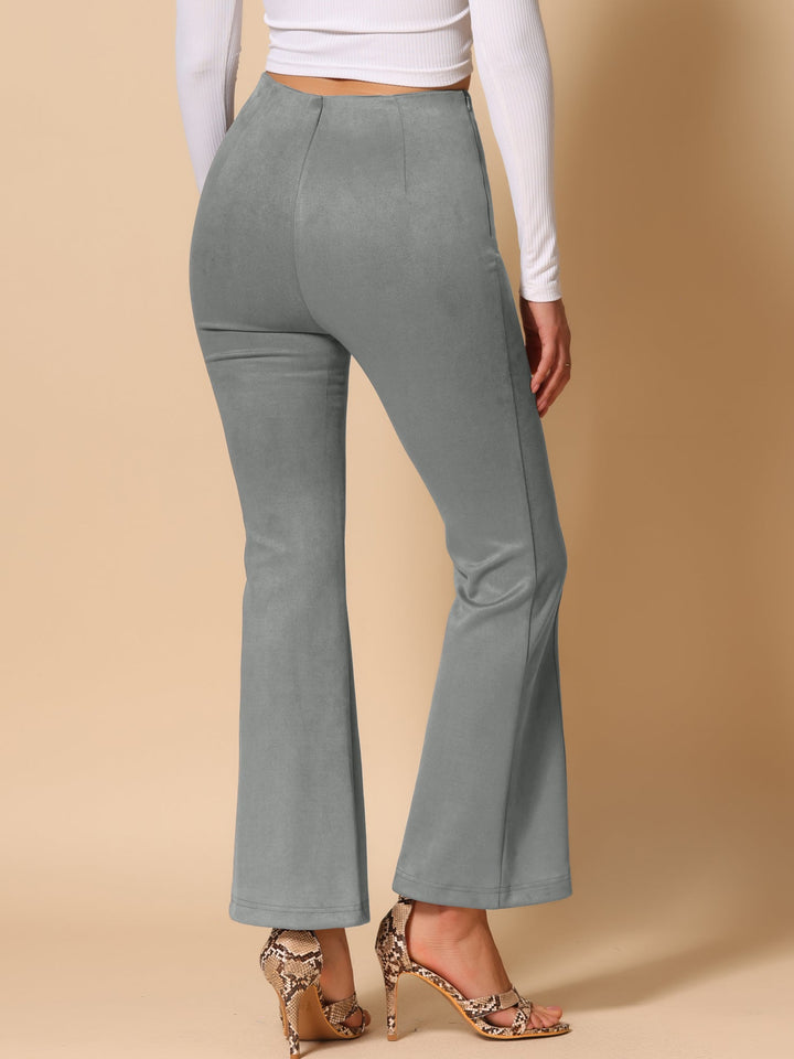 Women's High Waist Trousers with Flared Leg and Side Split