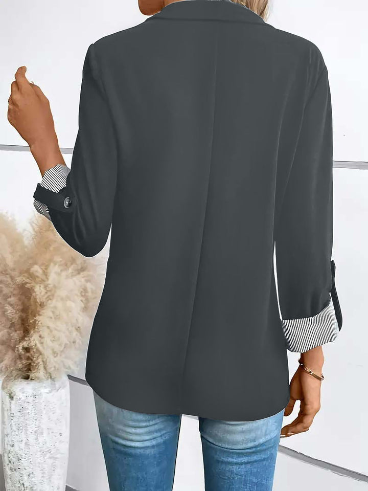 Women's Tailored Blazer with Notch Lapels and Ruched Sleeves