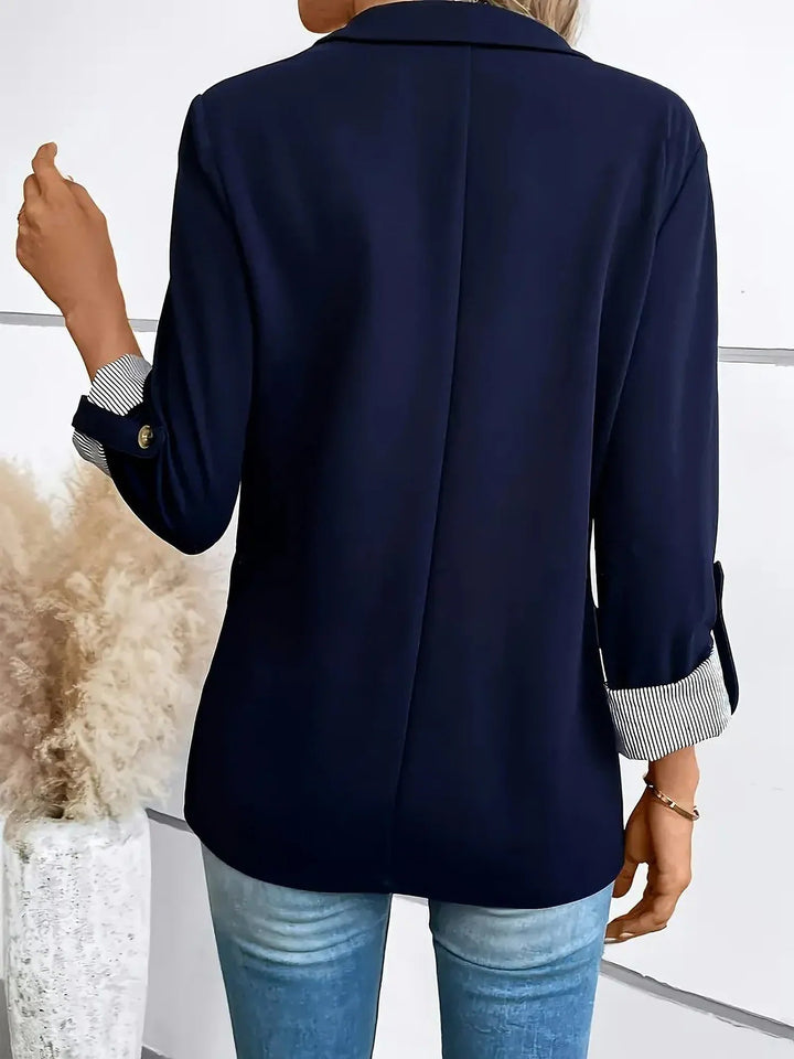 Women's Tailored Blazer with Notch Lapels and Ruched Sleeves