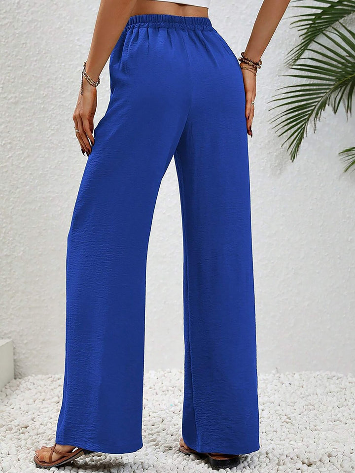 Women's Wide Leg Trousers with High Waist and Drawstring Waist