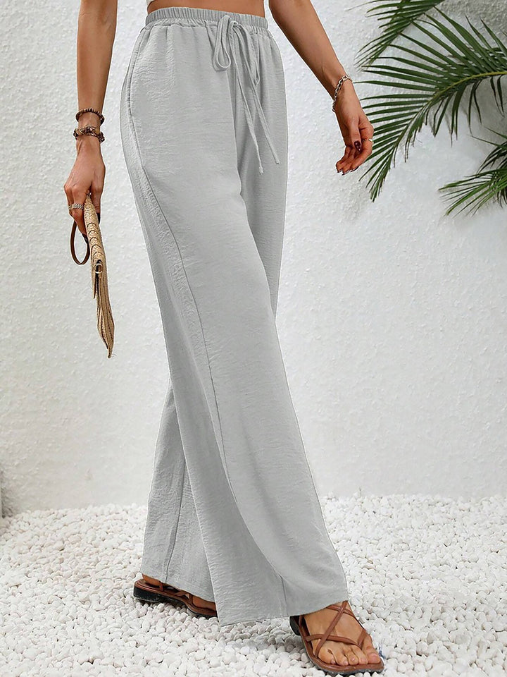 Women's Wide Leg Trousers with High Waist and Drawstring Waist