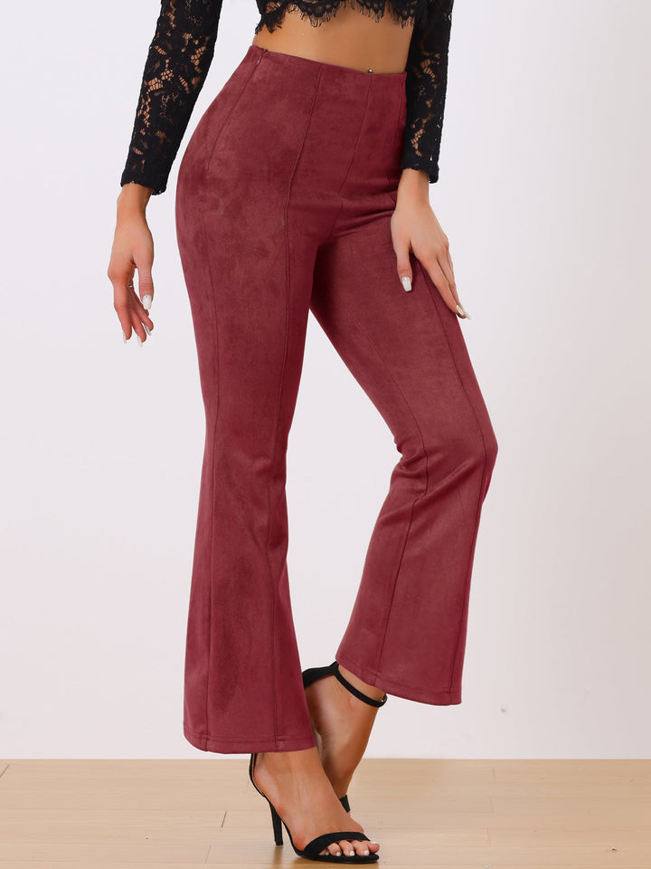 Women's High Waist Trousers with Flared Leg and Side Split