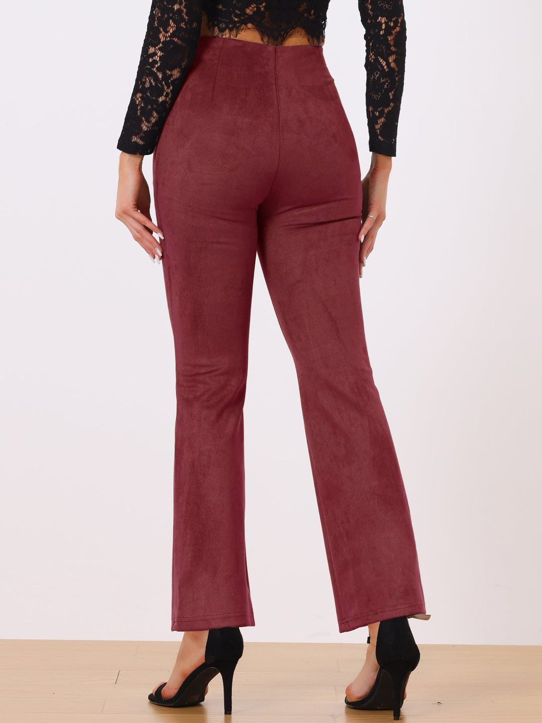 Women's High Waist Trousers with Flared Leg and Side Split