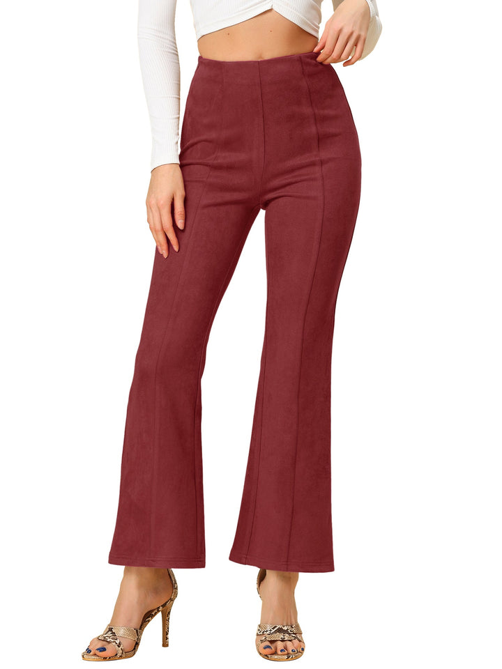 Women's High Waist Trousers with Flared Leg and Side Split
