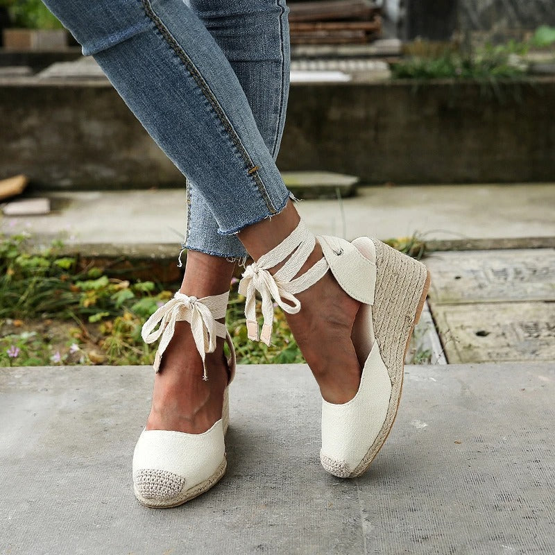 Women's Espadrille Wedge Sandals with Bow Detail