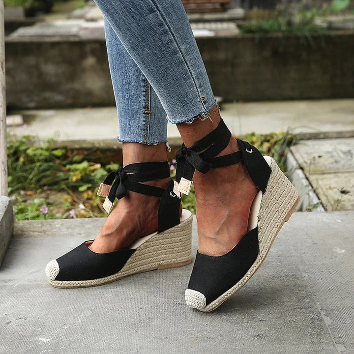 Women's Espadrille Wedge Sandals with Bow Detail