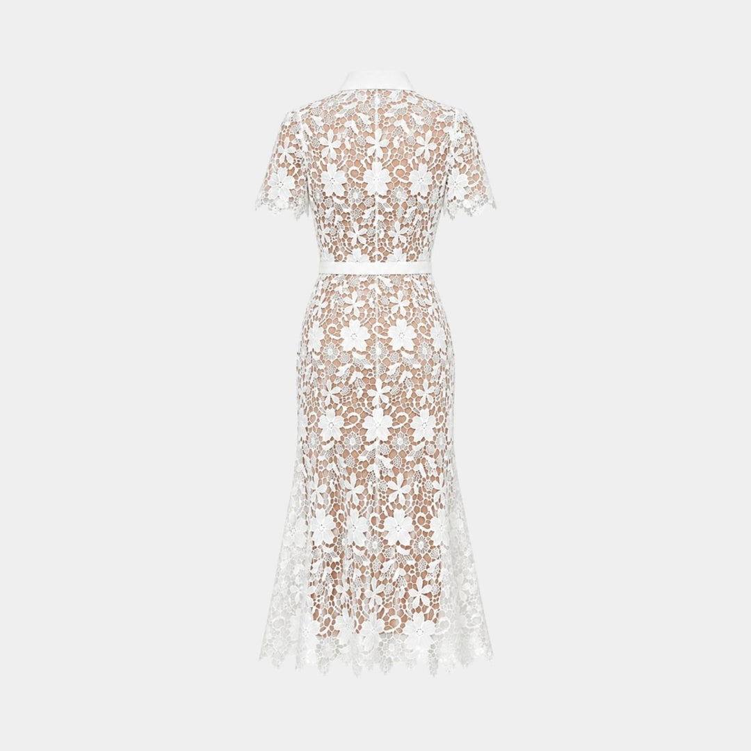 Women's Wedding Guest Floral Midi Dress with Tie Waist