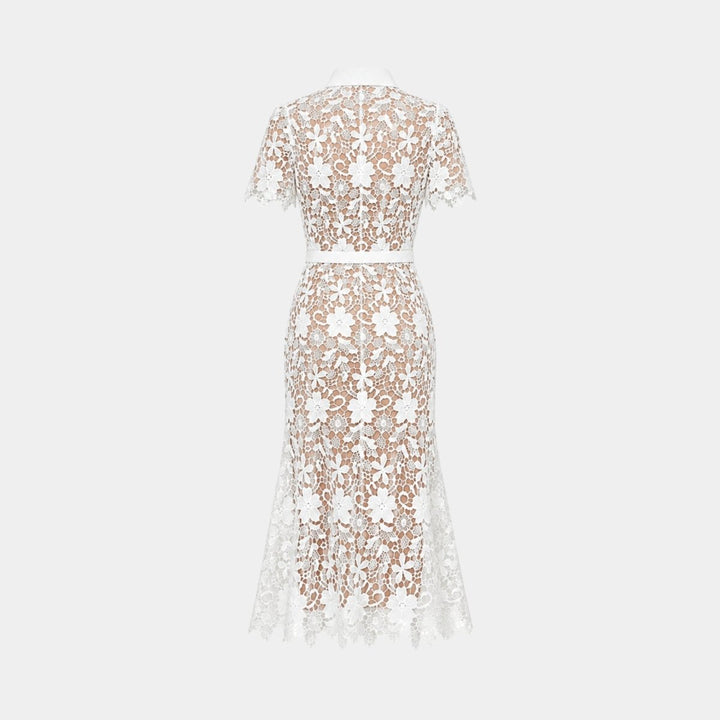 Women's Wedding Guest Floral Midi Dress with Tie Waist